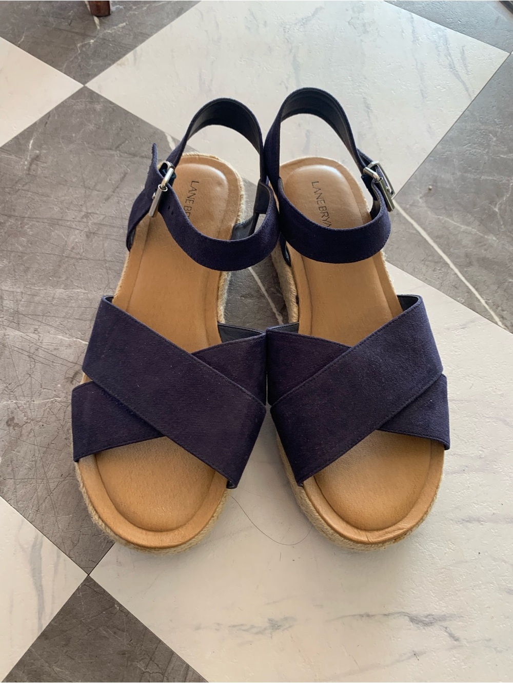 Lane Bryant Navy Crisscross Espadrille Sandals
